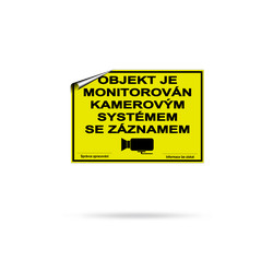 Kamerový systém se záznamem- výstražná samolepka A5 dle zákona 101/2000 Sb.